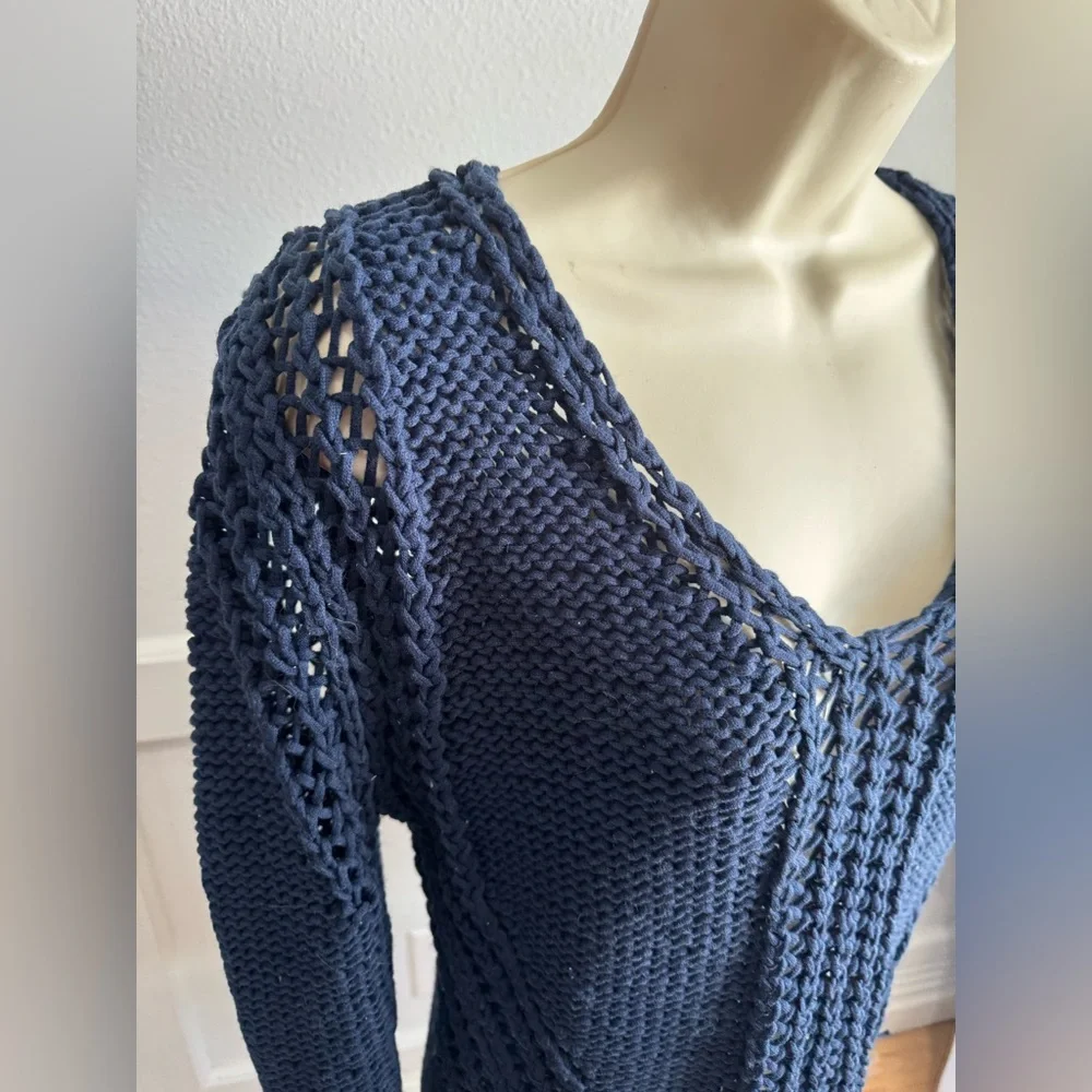 Twelfth Street By Cynthia‎ Vincent Cable Knit Sweater Women’s Size Small Blue